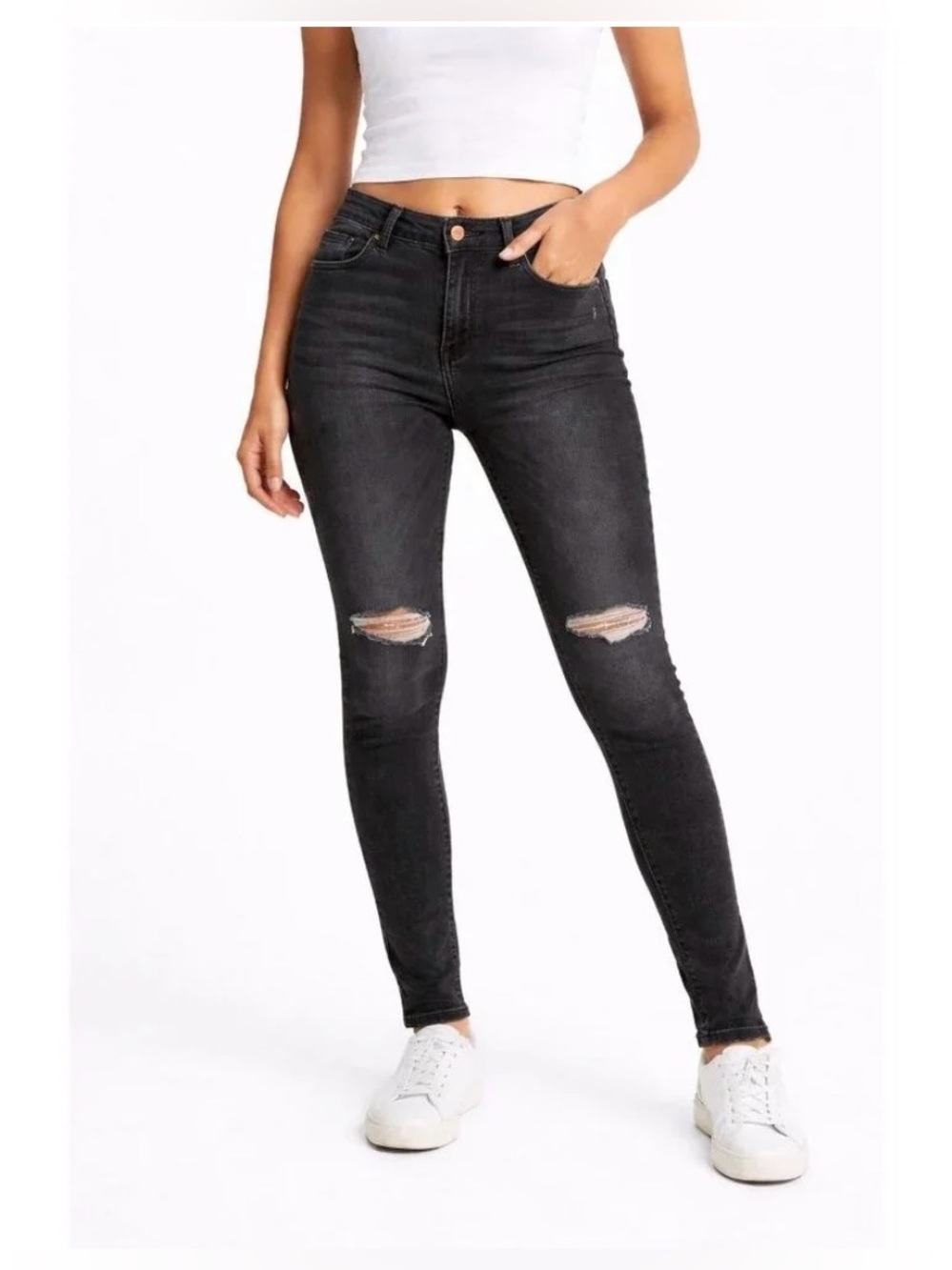 Levi’s 711 skinny mid rise size 27 women’s ripped knee distressed jeans